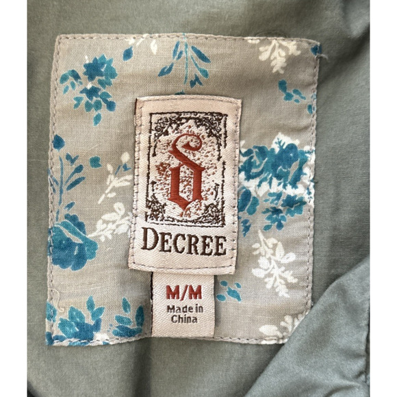 Decree Utility Jacket Women M Olive Green Drawstring Parka Boho Casual‎ - Picture 5 of 6